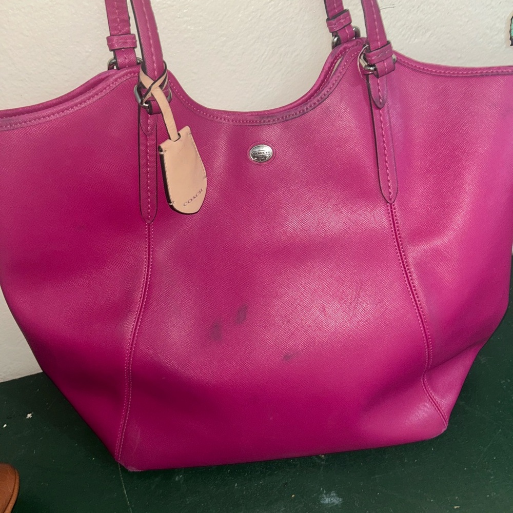 Coach Fuchsia Leather Tote